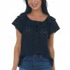 HESED Black Eyelet Off The Shoulder Flowy Knit Top 2 HESED Black Eyelet Off The Shoulder Flowy Knit Top