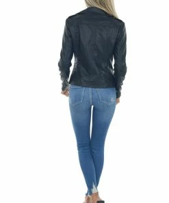 Coalition Black Faux Leather Lapel Collared Moto Jacket 14 Coalition Black Faux Leather Lapel Collared Moto Jacket