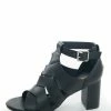 Intouch Footwear Black Faux Leather Strappy Heeled Sandals Shoes