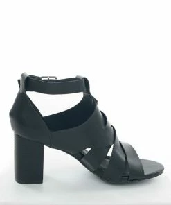 Intouch Footwear Black Faux Leather Strappy Heeled Sandals Shoes