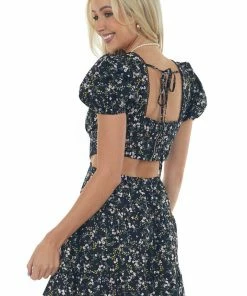 Sweet Lemon Black Floral V Neck Mini Dress With Side Cut Outs