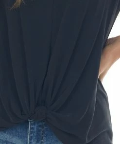 Lush Clothing Black Front Knot Lightweight Knit Tank Top