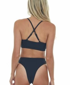 HYFVE Accessories Black High Leg Scoop Neck Ribbed Bikini Set