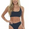 HYFVE Accessories Black High Leg Scoop Neck Ribbed Bikini Set