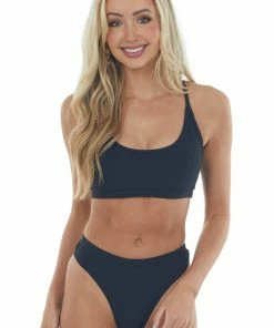 HYFVE Accessories Black High Leg Scoop Neck Ribbed Bikini Set