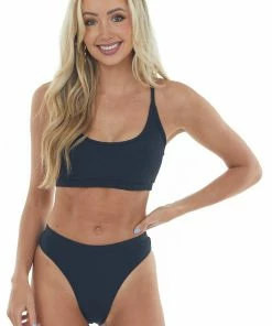 HYFVE Accessories Black High Leg Scoop Neck Ribbed Bikini Set