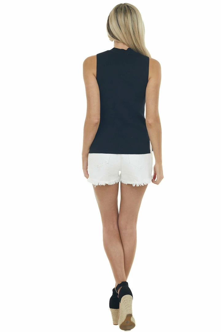 Eesome Tops Black High Neckline Ribbed Knit Tank Top 9 Eesome Tops Black High Neckline Ribbed Knit Tank Top