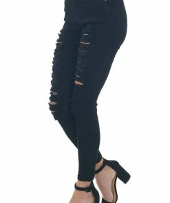 Special A Black Mid Rise Distressed Ladder Cut Out Jeans Bottoms