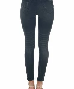 Special A Bottoms Black Mid Rise Distressed Skinny Jeans