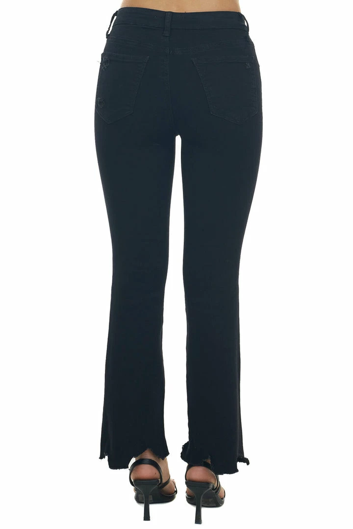 Special A Black Mid Rise Flare Jeans With Distressing And Raw Hem 5 Special A Black Mid Rise Flare Jeans With Distressing And Raw Hem