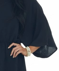 Jodifl Black One Shoulder Cinch Waist Mini Dress Dresses