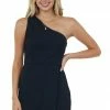 She + Sky Black One Shoulder Wrap Skirt Fitted Dress