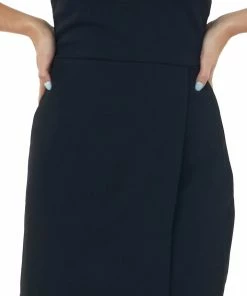 She + Sky Black One Shoulder Wrap Skirt Fitted Dress