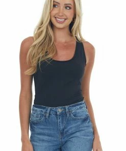 Heyson Black Padded Scoop Neck Sleeveless Bodysuit