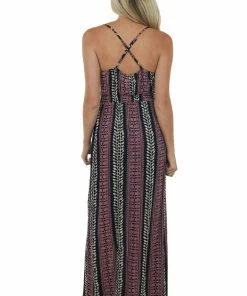 ANGIE Black Printed Surplice V Neck Woven Maxi Dress Dresses