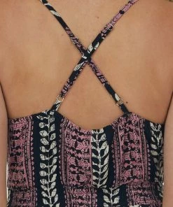 ANGIE Black Printed Surplice V Neck Woven Maxi Dress Dresses