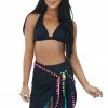 Miss Sparkling Black Rainbow Tassel Sarong Wrap Beach Cover Up Accessories