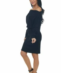 Lime Lush Black Ribbed Off Shoulder Dolman Sleeve Dress 23 Lime Lush Black Ribbed Off Shoulder Dolman Sleeve Dress
