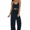 LIGHT SO SHINE Dresses Black Ruched Front Cut Out Wide Leg Jumpsuit 1 LIGHT SO SHINE Dresses Black Ruched Front Cut Out Wide Leg Jumpsuit