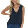 FSL APPAREL Black Ruffle Sleeveless Crinkle Blouse Tops 1 FSL APPAREL Black Ruffle Sleeveless Crinkle Blouse Tops
