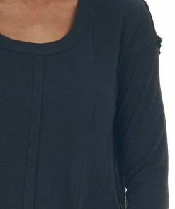 143 Story Black Scoop Neckline Rounded Hem Knit Top Tops 25 143 Story Black Scoop Neckline Rounded Hem Knit Top Tops