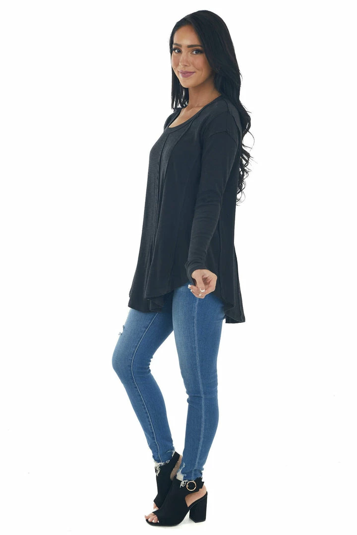 143 Story Black Scoop Neckline Rounded Hem Knit Top Tops 8 143 Story Black Scoop Neckline Rounded Hem Knit Top Tops