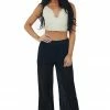 Umgee Black Sheer Elastic Band Lace Palazzo Pants