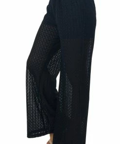 Umgee Black Sheer Elastic Band Lace Palazzo Pants 8 Umgee Black Sheer Elastic Band Lace Palazzo Pants