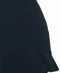 She + Sky Black Shoulder Pad Square Neck Ruffle Dress