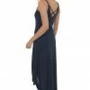 Lush Clothing Black Side Slit Spaghetti Strap Maxi Dress