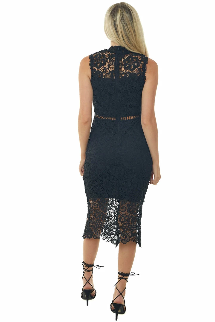Main Strip Black Sleeveless Crochet Lace Midi Dress 7 Main Strip Black Sleeveless Crochet Lace Midi Dress