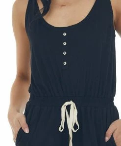 Umgee Black Sleeveless Elastic Waist Jumpsuit
