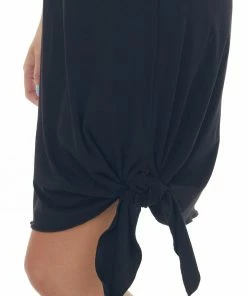 Vanilla Bay Black Sleeveless Knit Short Dress With Side Tie Dresses