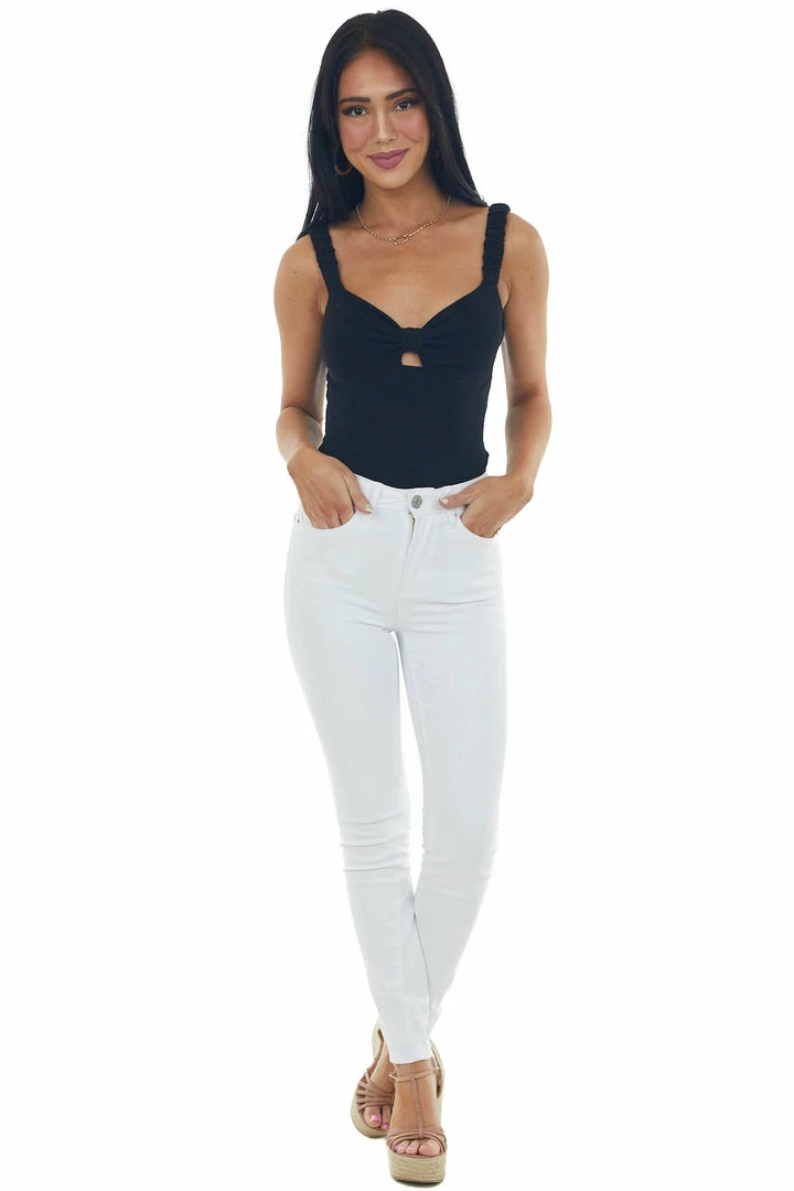 Listicle Black Sleeveless Padded Ribbed Knit Bodysuit Tops 6 Listicle Black Sleeveless Padded Ribbed Knit Bodysuit Tops