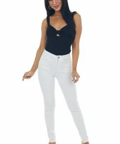 Listicle Black Sleeveless Padded Ribbed Knit Bodysuit Tops 14 Listicle Black Sleeveless Padded Ribbed Knit Bodysuit Tops