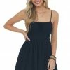 HYFVE Black Sleeveless Strap Ruched Waist Mini Dress Dresses 2 HYFVE Black Sleeveless Strap Ruched Waist Mini Dress Dresses