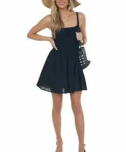 HYFVE Black Sleeveless Strap Ruched Waist Mini Dress Dresses 19 HYFVE Black Sleeveless Strap Ruched Waist Mini Dress Dresses