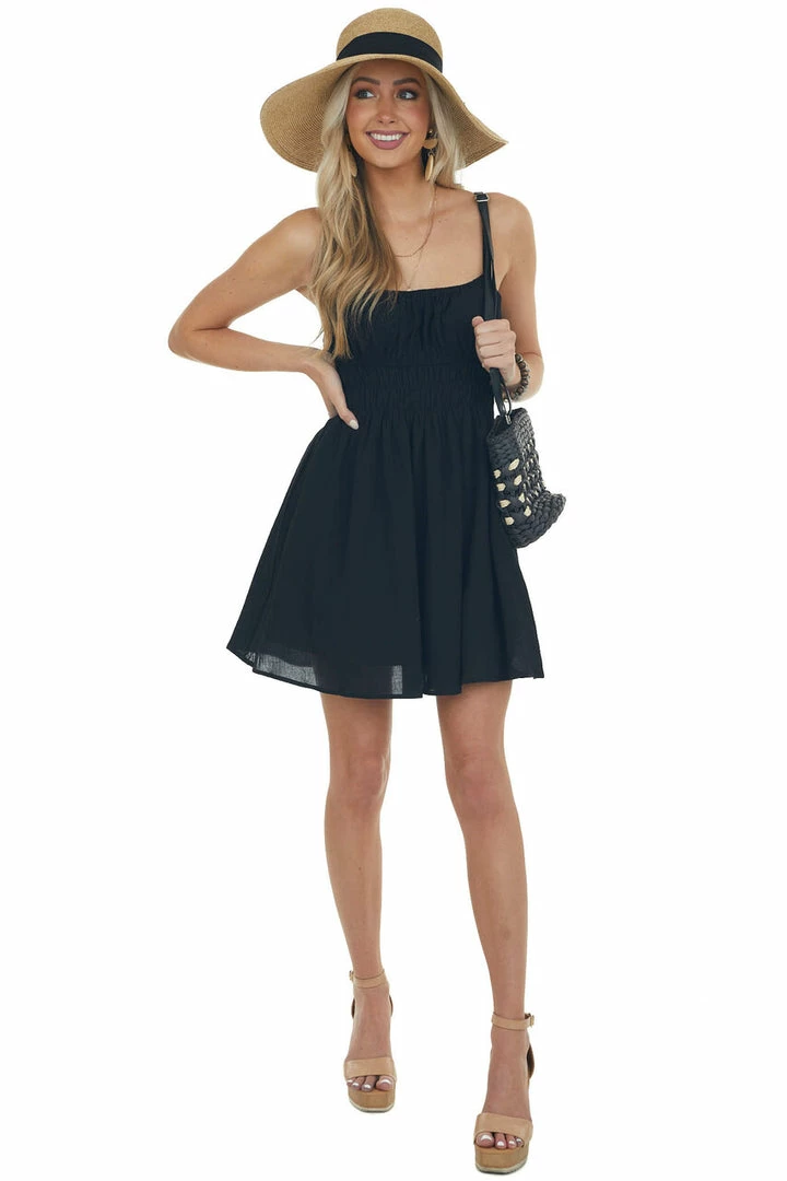 HYFVE Black Sleeveless Strap Ruched Waist Mini Dress Dresses 7 HYFVE Black Sleeveless Strap Ruched Waist Mini Dress Dresses