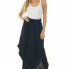Jodifl Black Smocked Waist Maxi Skirt With Curved Hem