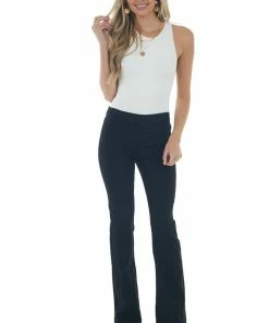Cello Jeans Bottoms Black Solid Denim Flare Jeggings
