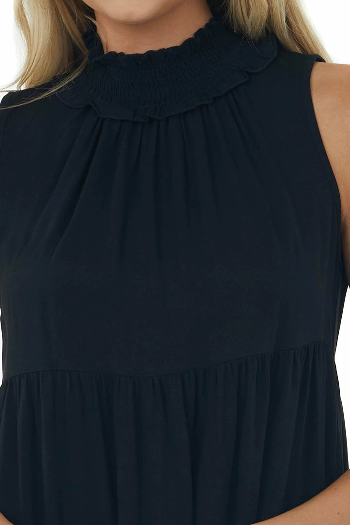 Miss Sparkling Black Tiered Smocked Halter Neck Short Dress 8 Miss Sparkling Black Tiered Smocked Halter Neck Short Dress