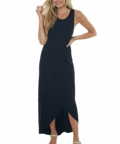 HEIMISH Black Tulip Hem Wrap Maxi Knit Dress Dresses 10 HEIMISH Black Tulip Hem Wrap Maxi Knit Dress Dresses