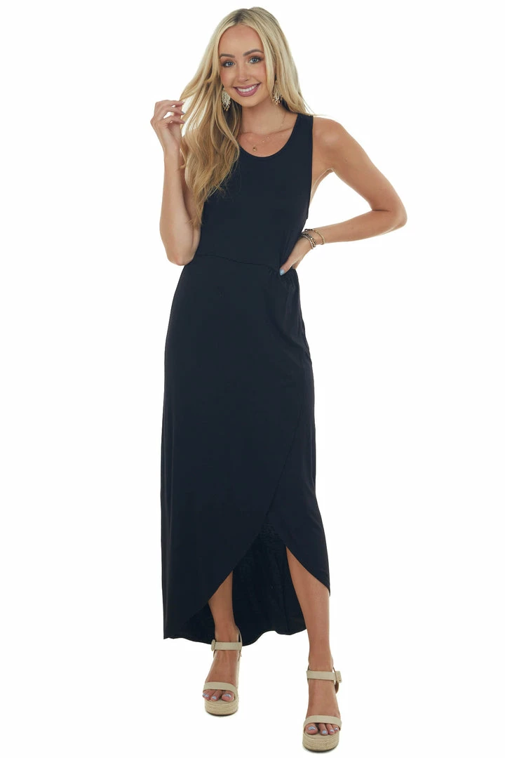 HEIMISH Black Tulip Hem Wrap Maxi Knit Dress Dresses 5 HEIMISH Black Tulip Hem Wrap Maxi Knit Dress Dresses