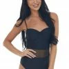 Davi & Dani Accessories Black Underwire Bust Mesh Waist Swimsuit