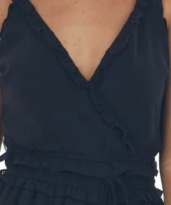 HYFVE Black V Neck Frilled Surplice Woven Romper Dresses 13 HYFVE Black V Neck Frilled Surplice Woven Romper Dresses