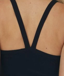 ZENANA Black V Neck Stretchy Ribbed Fitted Tank Top Tops