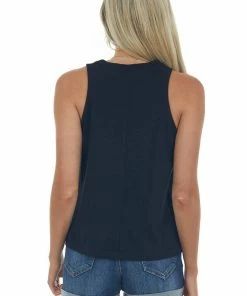 HYFVE Black Vintage Wash Crew Neck Knit Tank Top Tops