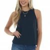 HYFVE Black Vintage Wash Crew Neck Knit Tank Top Tops