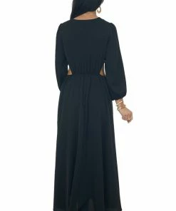 Entro Black Waist Cut Out Ring Detail Maxi Dress