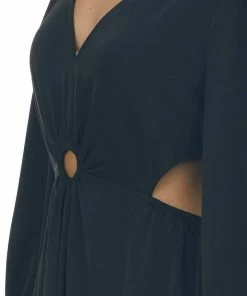 Entro Black Waist Cut Out Ring Detail Maxi Dress